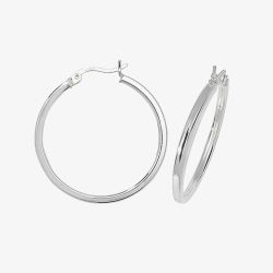 Sterling Silver 25mm Square Edge Hoop Earrings G5713