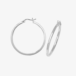 Sterling Silver 30mm Square Edge Hoop Earrings G5714