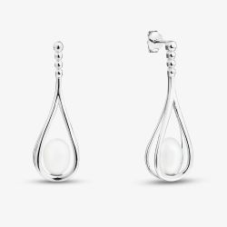 Sterling Silver Freshwater Pearl Oval Drop Earrings EOW70230FW