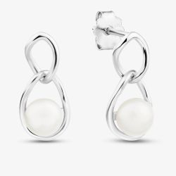 Sterling Silver Freshwater Pearl Link Drop Earrings EOW70222FW