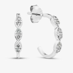 Sterling Silver Cubic Zirconia Triple Cluster Hoop Earrings ME-1081