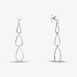 Sterling Silver Triple Teardrop Drop Stud Earrings CDC1280XX0000R1