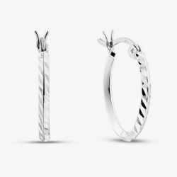 Sterling Silver Textured Oval Hoop Earrings TTE476815D110R1