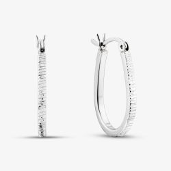 Sterling Silver Textured Oval Hoop Earrings TTE289520D167R1