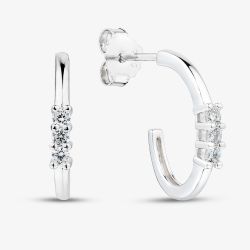 Sterling Silver Cubic Zirconia Huggie Hoop Earrings AE24159Z/R