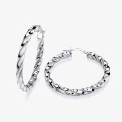 Sterling Silver 38mm Twist Hoop Earrings S3442