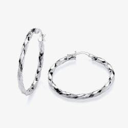 Sterling Silver 36mm Twist Hoop Earrings S3452