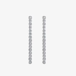 Sterling Silver Rhodium Plated White Cubic Zirconia Drop Earrings 8.58.8599