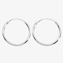 Sterling Silver Plain Hoop Earrings H036
