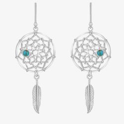 Sterling Silver Dream Catcher Dropper Earrings 8.59.0519