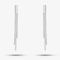 Sterling Silver Box Chain Dropper Earrings 8.54.4349