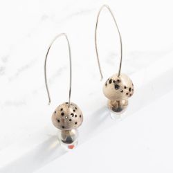 Silver Crystal Mushroom Dropper Earrings E13