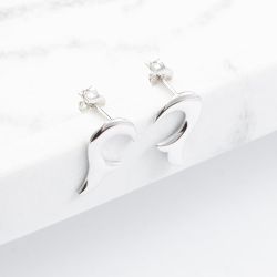 Silver Flame Abstract Stud Earrings ER209SI