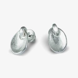 Scarlett Silver Textured Disc Dropper Earrings E3506