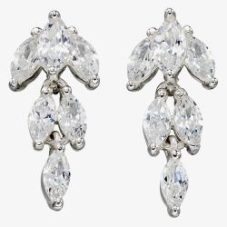 Sterling Silver Cubic Zirconia Marquise Dropper Earrings E5674C