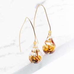 Gold Plated Bubble Leaf Dropper Earrings TMERG XSG