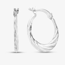 Sterling Silver Rope Effect Creole Earrings 8.53.9569