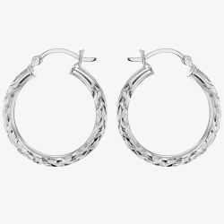 Sterling Silver 25mm Diamond-Cut Hoop Earrings 8.51.0949