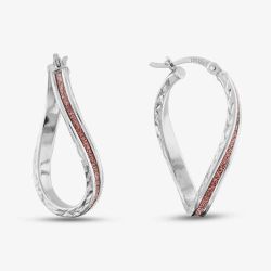 Sterling Silver Rose Stardust Textured Creole Earrings 8.51.2059