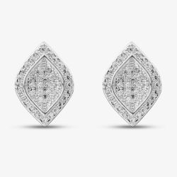 Silver Pave Marquise Shaped Stud Earrings E611511