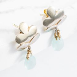 Gold Plated Quartz Flower Dropper Earrings EFIGCA
