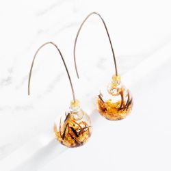 Gold Plated Round Bubble Leaf Dropper Earrings DER WG