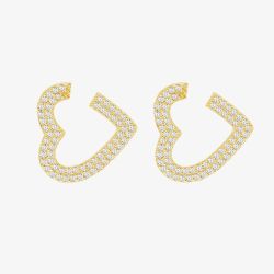 LUXE Silver Gold Plated Cubic Zirconia Open Heart Stud Earrings 8.51.3210