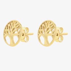 LUXE Silver Gold Plated Tree Of Life Stud Earrings 8.55.9504