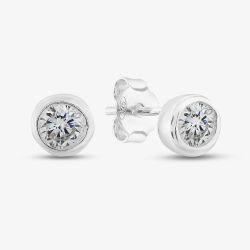 Sterling Silver Round Cubic Zirconia Stud Earrings E198C