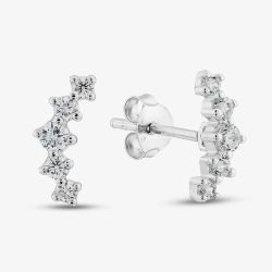 Sterling Silver Cubic Zirconia Curve Stud Earrings E5951C
