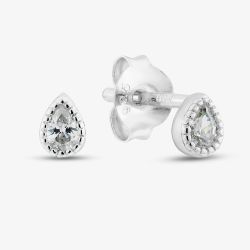 Sterling Silver Teardrop Cubic Zirconia Stud Earrings E6163C