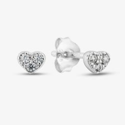 Sterling Silver Cubic Zirconia Heart Stud Earrings E6167C