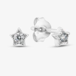 Sterling Silver Cubic Zirconia Star Stud Earrings E6182C