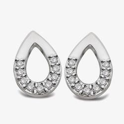 Unique Sterling Silver Open Teardrop Stud Earrings ME-1005