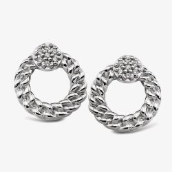Unique Sterling Silver Plaited Circle Stud Earrings ME-1004