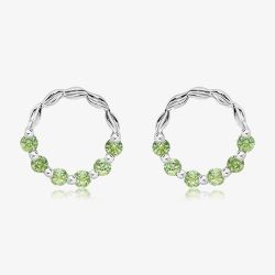 Unique Sterling Silver Peridot Open Circle Stud Earrings ME-1055PE