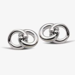 Unique Sterling Silver Linked Circle Stud Earrings ME-953