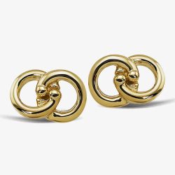 Unique Gold Plated Linked Circle Stud Earrings ME-953GO