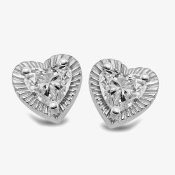 Unique Sterling Silver Diamond Cut Heart Shaped Stud Earrings ME-1044