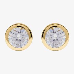 Unique Gold Plated Round Cubic Zirconia Stud Earrings ME-898GO