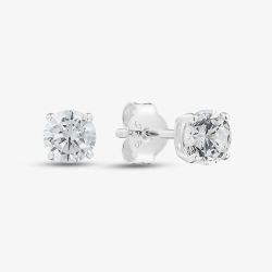 Silver 5mm Round Cut Cubic Zirconia Stud Earrings ERD5 (BK)