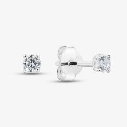 Silver 3mm Round Cut Cubic Zirconia Stud Earrings ERD3 (BK)