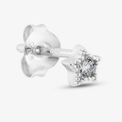Sterling Silver Cubic Zirconia Star Single Stud Earrings E6182C (1X SINGLE EARRING)