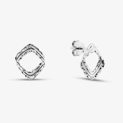 Sterling Silver Textured Open Diamond Stud Earrings KTE3411XX0000R1