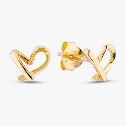 Yellow Gold Plated Sterling Silver Twist Heart Stud Earrings 011-41983/GP