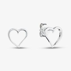 Sterling Silver Open Heart Stud Earrings AE20713/R