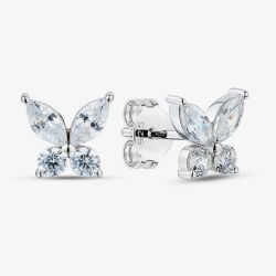 Sterling Silver Cubic Zirconia Butterfly Stud Earrings 05S2AZE579204