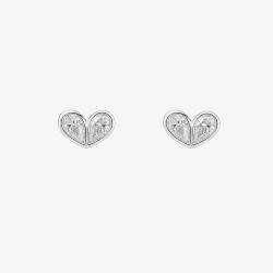 Sterling Silver Cubic Zirconia Heart Stud Earrings E6816C