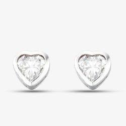 Silver Cubic Zirconia Heart Stud Earrings E2921C