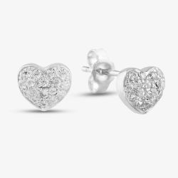 Silver Cubic Zirconia Heart Stud Earrings E4015C